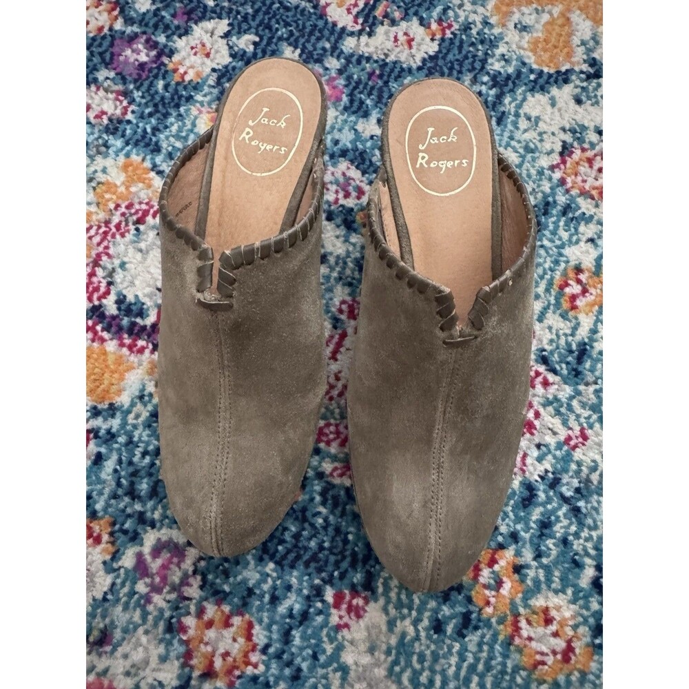 Jack Rogers Mule Shoes Women’s 7.5 Wedge Slip On Brown Suede Leather Comfort